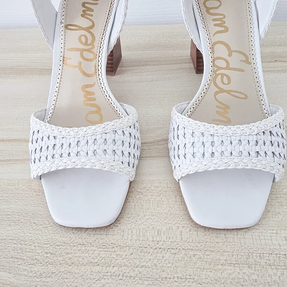 Sam Edelman Danee White Leather Block Heel Ankle Stap Sandals Size 7 - Picture 5 of 10